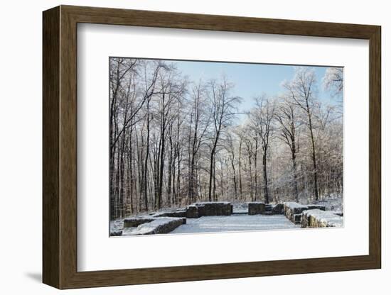 Closter ruin with snow at the Jostberg in Bielefeld in winter.-Nadja Jacke-Framed Photographic Print