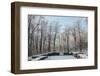Closter ruin with snow at the Jostberg in Bielefeld in winter.-Nadja Jacke-Framed Photographic Print