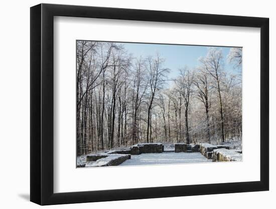 Closter ruin with snow at the Jostberg in Bielefeld in winter.-Nadja Jacke-Framed Photographic Print