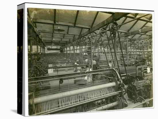 Cloth Weaving Room, Long Meadow Mill, 1923-English Photographer-Stretched Canvas