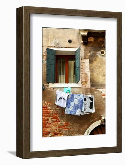 Clothes Dry Outdoor in Venice, Italy-Zoom-zoom-Framed Photographic Print