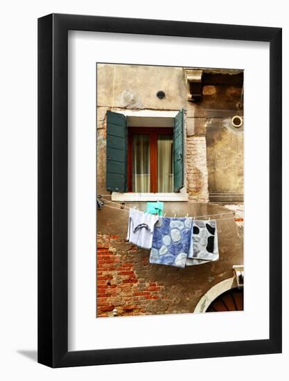 Clothes Dry Outdoor in Venice, Italy-Zoom-zoom-Framed Photographic Print