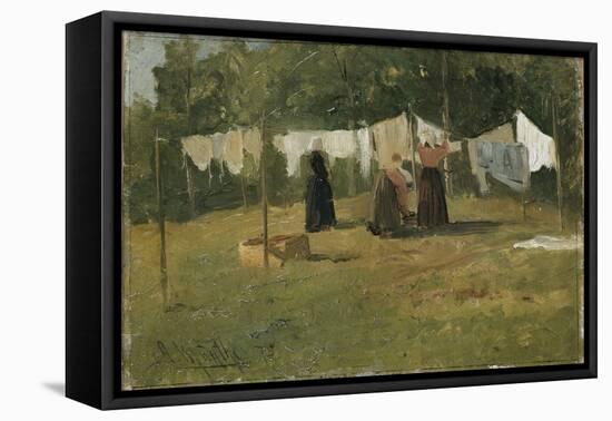 Clothes drying, 1875-Gerhard Peter Frantz Vilhelm Munthe-Framed Stretched Canvas