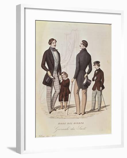 Clothes for Men and Children, Color Engraving from Mode Del Giorno Il Giornale Dei Sarti-null-Framed Giclee Print