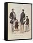 Clothes for Men and Children, Color Engraving from Mode Del Giorno Il Giornale Dei Sarti-null-Framed Stretched Canvas