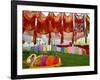 Clothes Hang on a Line to Dry after Being Washed on the Banks of the River Gomti-null-Framed Photographic Print