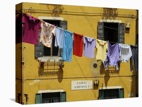 Clothes Hanging on a Washing Line Between Houses, Venice, Veneto, Italy, Europe-Peter Richardson-Stretched Canvas