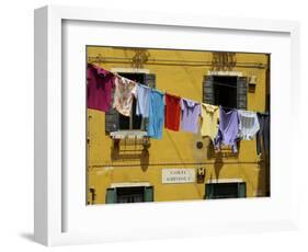 Clothes Hanging on a Washing Line Between Houses, Venice, Veneto, Italy, Europe-Peter Richardson-Framed Photographic Print