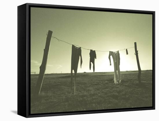 Clothes Hung Out to Dry at the Prairie Homestead-Stewart Cohen-Framed Stretched Canvas