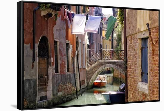 Clothes lines, Venice, UNESCO World Heritage Site, Veneto, Italy, Europe-Hans-Peter Merten-Framed Stretched Canvas