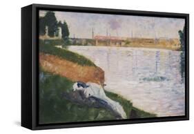 Clothes on the Grass-Georges Seurat-Framed Stretched Canvas