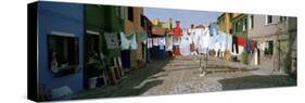 Clothesline in a Street, Burano, Veneto, Italy-null-Stretched Canvas