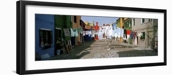 Clothesline in a Street, Burano, Veneto, Italy-null-Framed Photographic Print