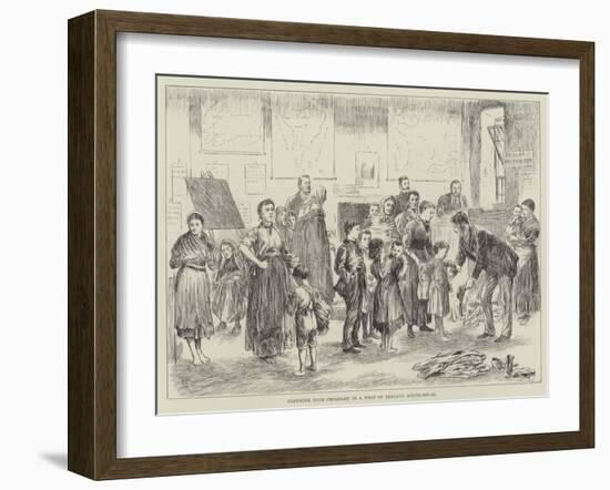 Clothing Poor Children in a West of Ireland Schoolhouse-null-Framed Giclee Print