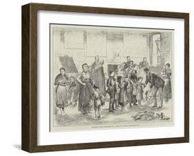 Clothing Poor Children in a West of Ireland Schoolhouse-null-Framed Giclee Print