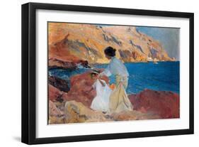 Clotilde and Elena on the Rocks, Javea, 1905-Joaquín Sorolla y Bastida-Framed Giclee Print