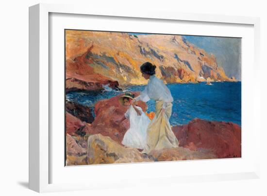 Clotilde and Elena on the Rocks, Javea, 1905-Joaquín Sorolla y Bastida-Framed Giclee Print