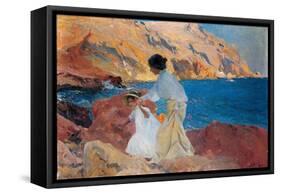 Clotilde and Elena on the Rocks, Javea, 1905-Joaquín Sorolla y Bastida-Framed Stretched Canvas