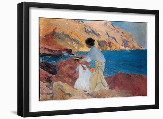 Clotilde and Elena on the Rocks, Javea, 1905-Joaquín Sorolla y Bastida-Framed Premium Giclee Print