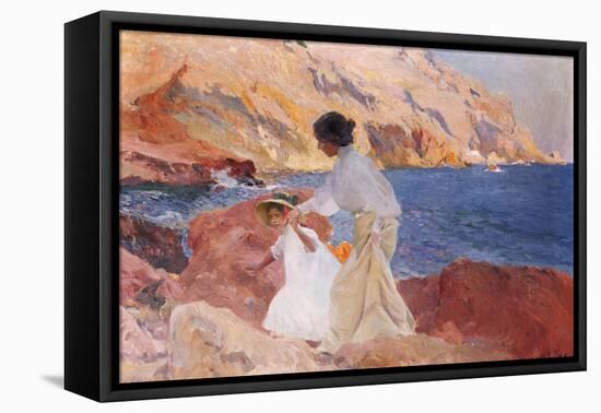 Clotilde and Elena on the Rocks, Javea-Joaquín Sorolla y Bastida-Framed Stretched Canvas