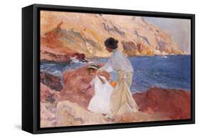 Clotilde and Elena on the Rocks, Javea-Joaquín Sorolla y Bastida-Framed Stretched Canvas