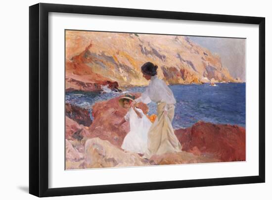 Clotilde and Elena on the Rocks, Javea-Joaquín Sorolla y Bastida-Framed Giclee Print