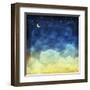 Cloud and Sky at Night ,Yellow and Blue Background-MR LIGHTMAN1975-Framed Art Print