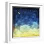 Cloud and Sky at Night ,Yellow and Blue Background-MR LIGHTMAN1975-Framed Art Print