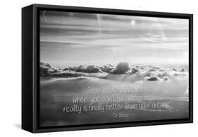 Cloud Formation from Out a Plane Window in Black and White with Dr. Seuss Quote-null-Framed Stretched Canvas