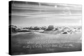 Cloud Formation from Out a Plane Window in Black and White with Dr. Seuss Quote-null-Stretched Canvas