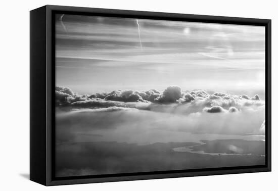 Cloud Formation from Out a Plane Window in Black and White-null-Framed Stretched Canvas