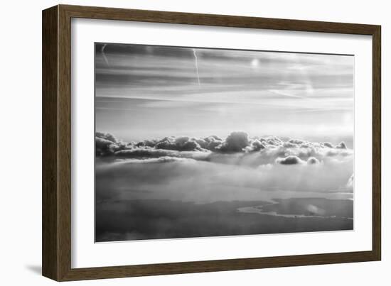 Cloud Formation from Out a Plane Window in Black and White-null-Framed Photo