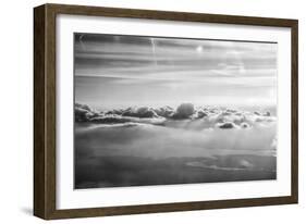 Cloud Formation from Out a Plane Window in Black and White-null-Framed Photo