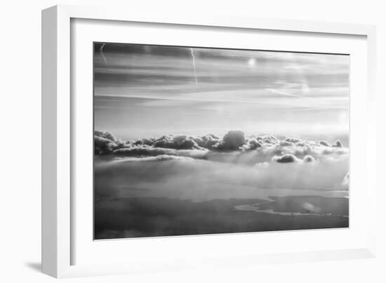 Cloud Formation from Out a Plane Window in Black and White-null-Framed Photo