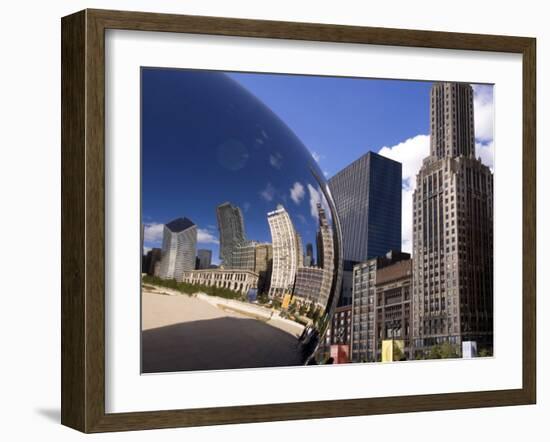 Cloud Gate sculpture in Millennium Park, Chicago, Illinois, USA-Alan Klehr-Framed Photographic Print