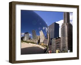 Cloud Gate sculpture in Millennium Park, Chicago, Illinois, USA-Alan Klehr-Framed Photographic Print