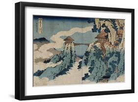 Cloud Hanging Bridge at Mount Gyodo, Ashikaga, from the Series 'Rare Views of Famous Japanese…-Katsushika Hokusai-Framed Giclee Print