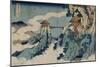 Cloud Hanging Bridge at Mount Gyodo, Ashikaga, from the Series 'Rare Views of Famous Japanese…-Katsushika Hokusai-Mounted Giclee Print