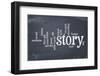 Cloud of Words Related to Story, Legend and Myth on an Old Slate Blackboard with Scratches and Whit-PixelsAway-Framed Photographic Print