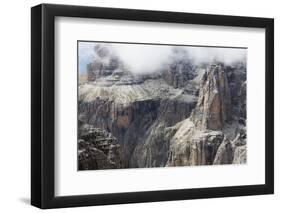 Cloud on the Dramatic Sass Pordoi Mountain in the Dolomites Near Canazei-Martin Child-Framed Photographic Print