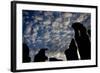 Cloud Patterns Viewed Up Through Silhouettes of Standing Stones on Blanket Bog, Forsinard, Scotland-Peter Cairns-Framed Photographic Print