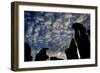 Cloud Patterns Viewed Up Through Silhouettes of Standing Stones on Blanket Bog, Forsinard, Scotland-Peter Cairns-Framed Photographic Print