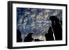 Cloud Patterns Viewed Up Through Silhouettes of Standing Stones on Blanket Bog, Forsinard, Scotland-Peter Cairns-Framed Photographic Print