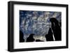 Cloud Patterns Viewed Up Through Silhouettes of Standing Stones on Blanket Bog, Forsinard, Scotland-Peter Cairns-Framed Photographic Print