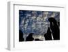 Cloud Patterns Viewed Up Through Silhouettes of Standing Stones on Blanket Bog, Forsinard, Scotland-Peter Cairns-Framed Photographic Print