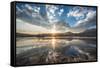 Cloud Reflections at a Lake in Lijiang, Yunnan, China, Asia-Andreas Brandl-Framed Stretched Canvas