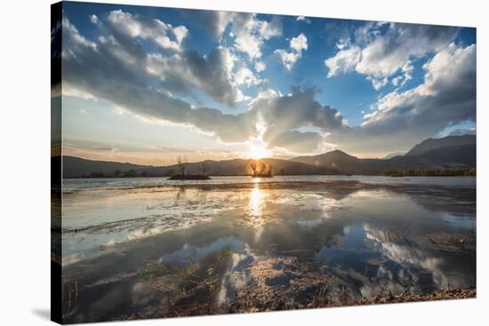 Cloud Reflections at a Lake in Lijiang, Yunnan, China, Asia-Andreas Brandl-Stretched Canvas