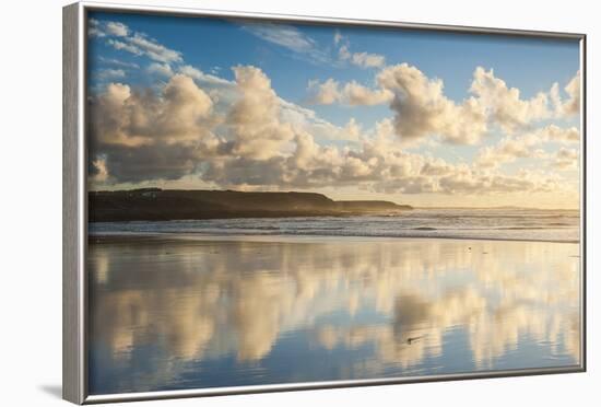 Cloud Reflections at Constantine Bay at Sunset, Cornwall, England, United Kingdom, Europe-Matthew-Framed Photographic Print