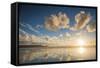 Cloud Reflections at Constantine Bay at Sunset, Cornwall, England, United Kingdom, Europe-Matthew-Framed Stretched Canvas