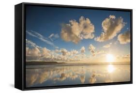 Cloud Reflections at Constantine Bay at Sunset, Cornwall, England, United Kingdom, Europe-Matthew-Framed Stretched Canvas